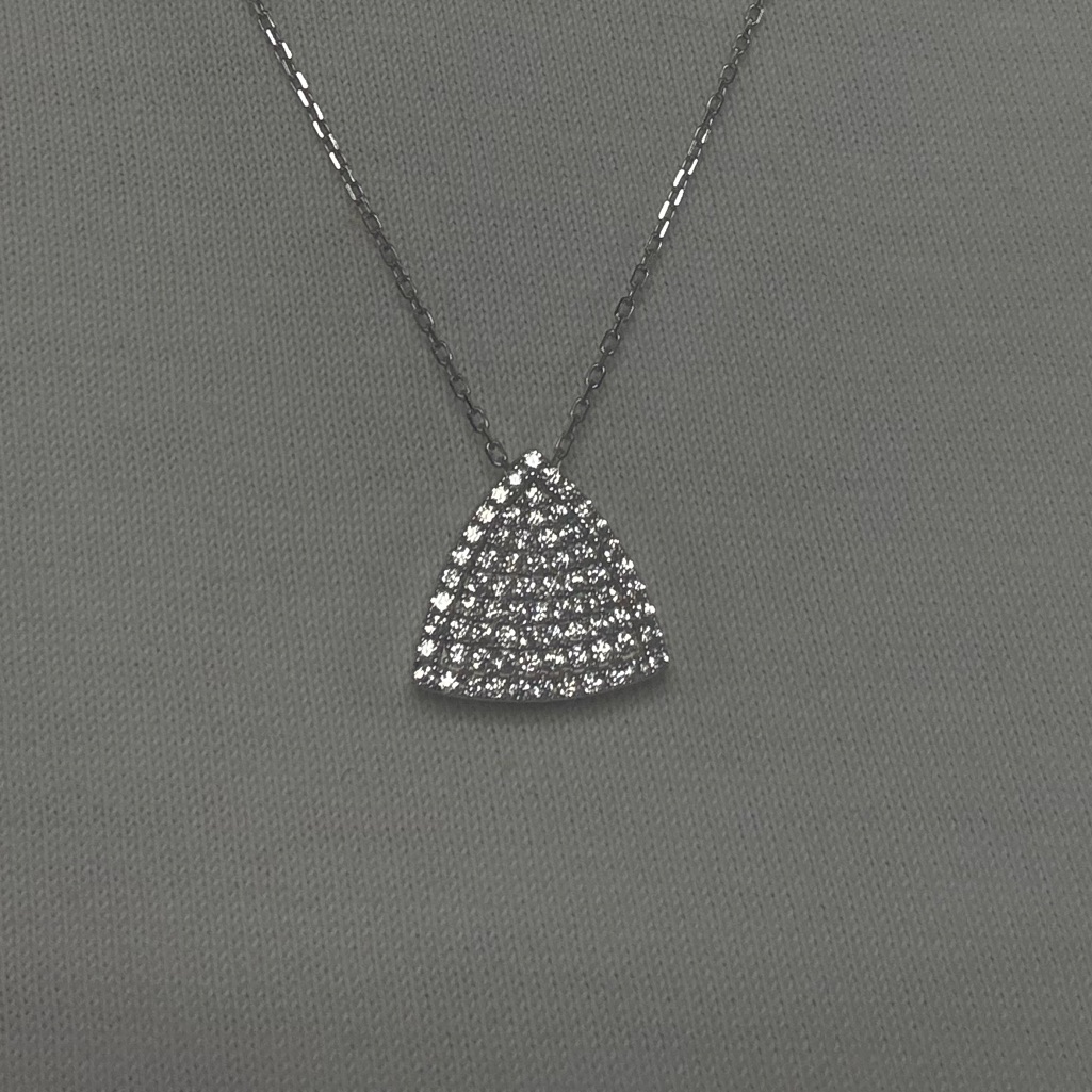 Suzy Levian Sterling Silver White Cubic Zirconia Triangle Pendant Nwt